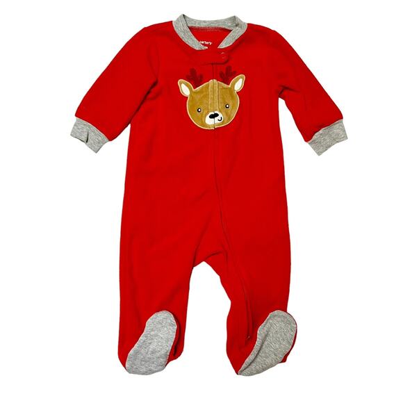 Carter's Fleece Reindeer PJs Size 6m - Picture 1 of 5